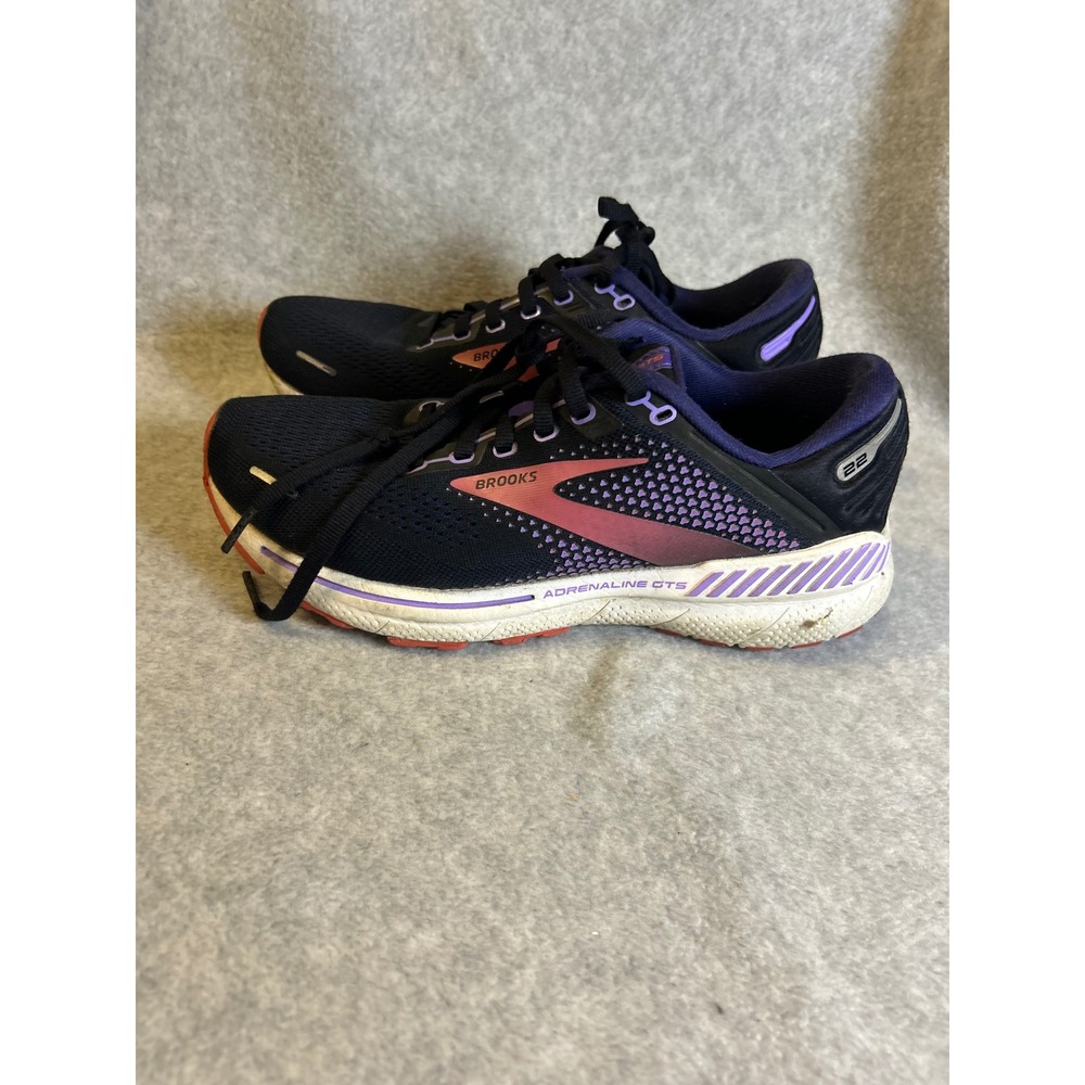 Brooks Adrenaline GTS 22 Womens Running Shoes Black Purple Pink Support Sneakers